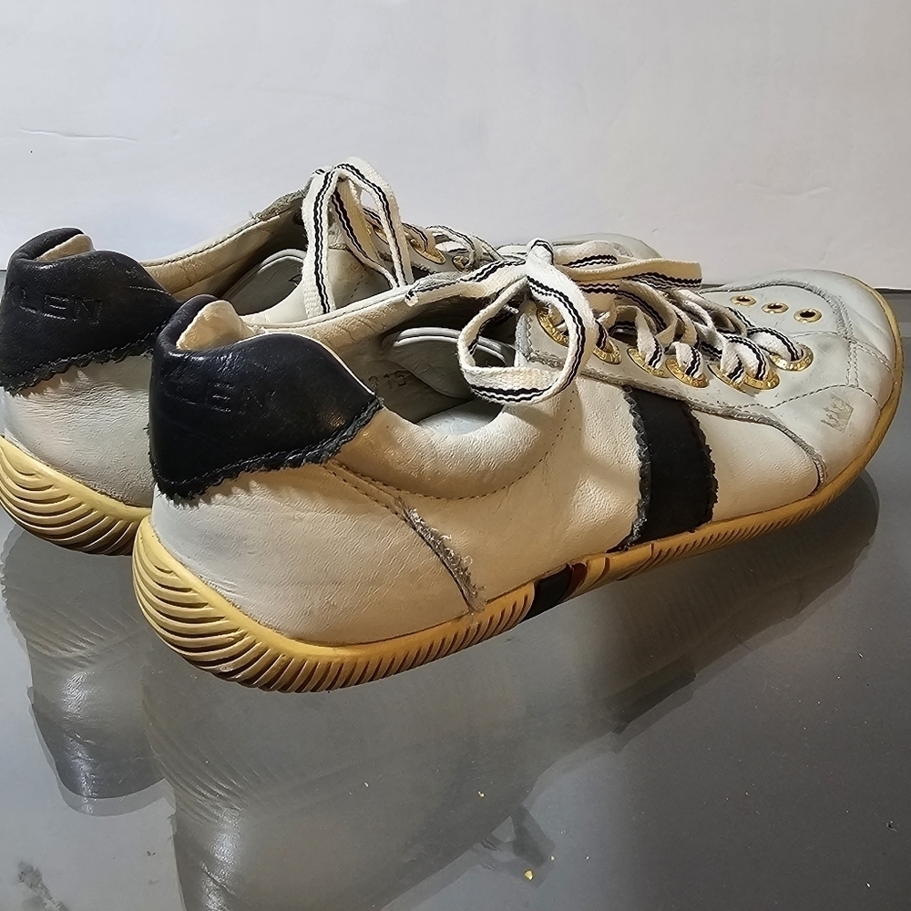 OSKLEN Leather Paneled White Navy Gold Shoes Sneakers Nautical, sz 7 - Picture 4 of 13